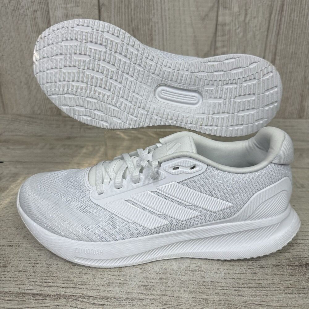 adidas Runfalcon 5 Women 9.5 Triple White Mesh Cushioned Lace Up Sneakers IH7760